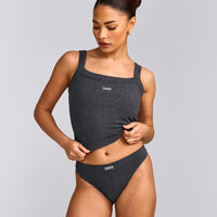 Seamless Scoop Neck Vest | Charcoal Marl