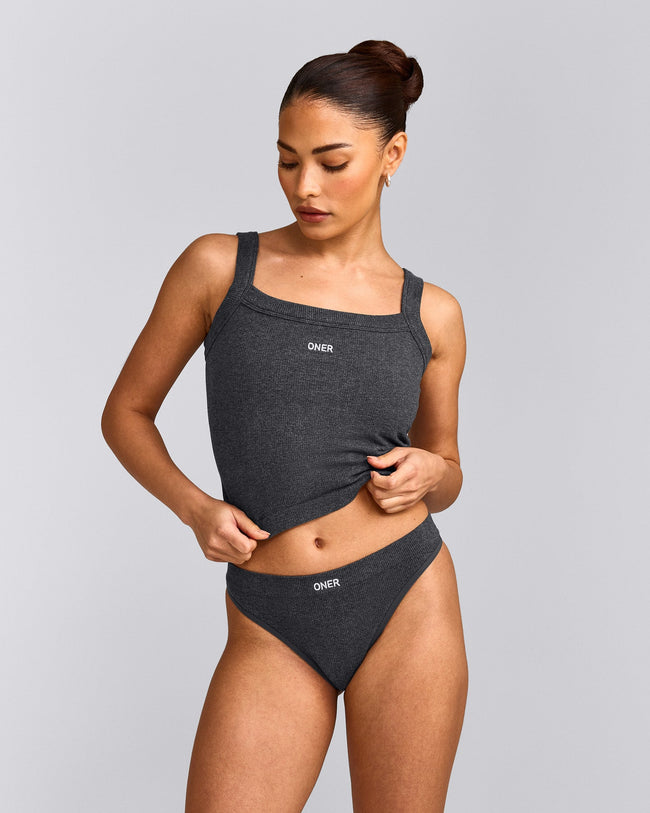 Seamless Scoop Neck Vest | Charcoal Marl