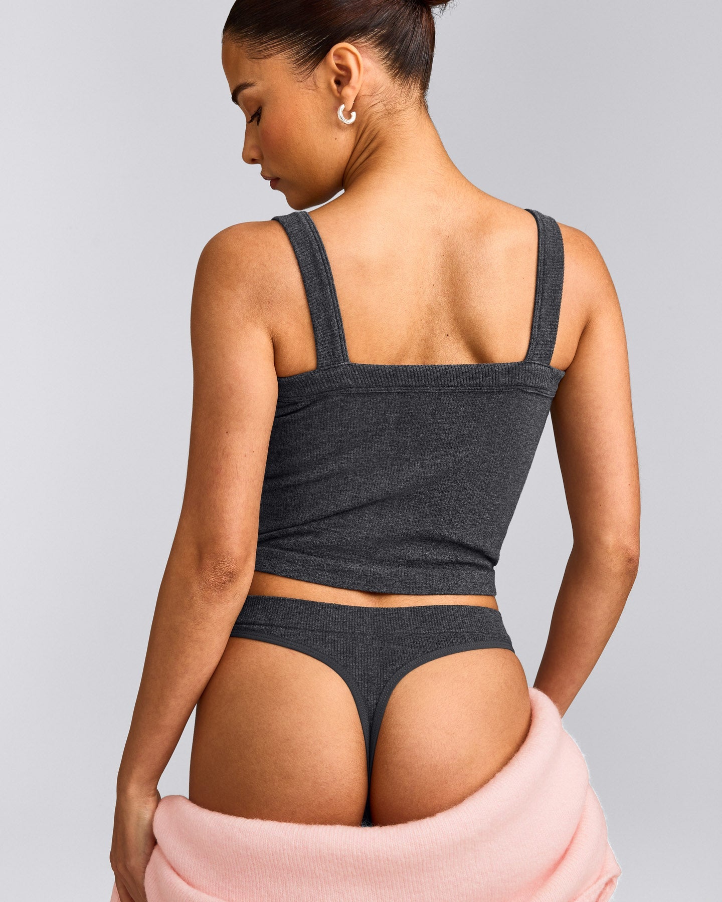 Seamless Scoop Neck Vest | Charcoal Marl