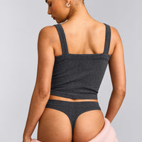 Seamless Scoop Neck Vest | Charcoal Marl