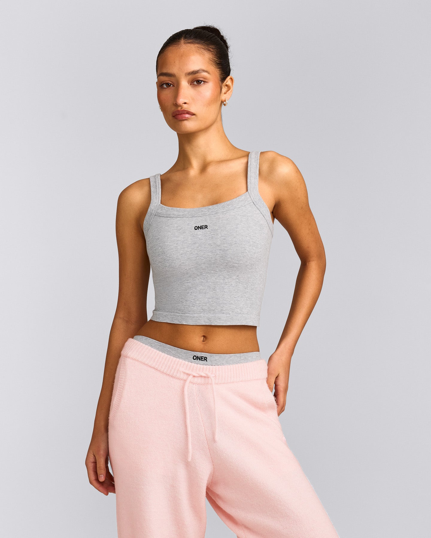 Seamless Scoop Neck Vest | Grey Marl
