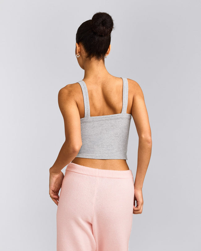 Seamless Scoop Neck Vest | Grey Marl