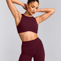 SoftMotion™ High Neck Sports Bra with Grey Logo | Cherry Lacquer Purple
