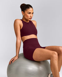 SoftMotion™ High Neck Sports Bra with Grey Logo | Cherry Lacquer Purple
