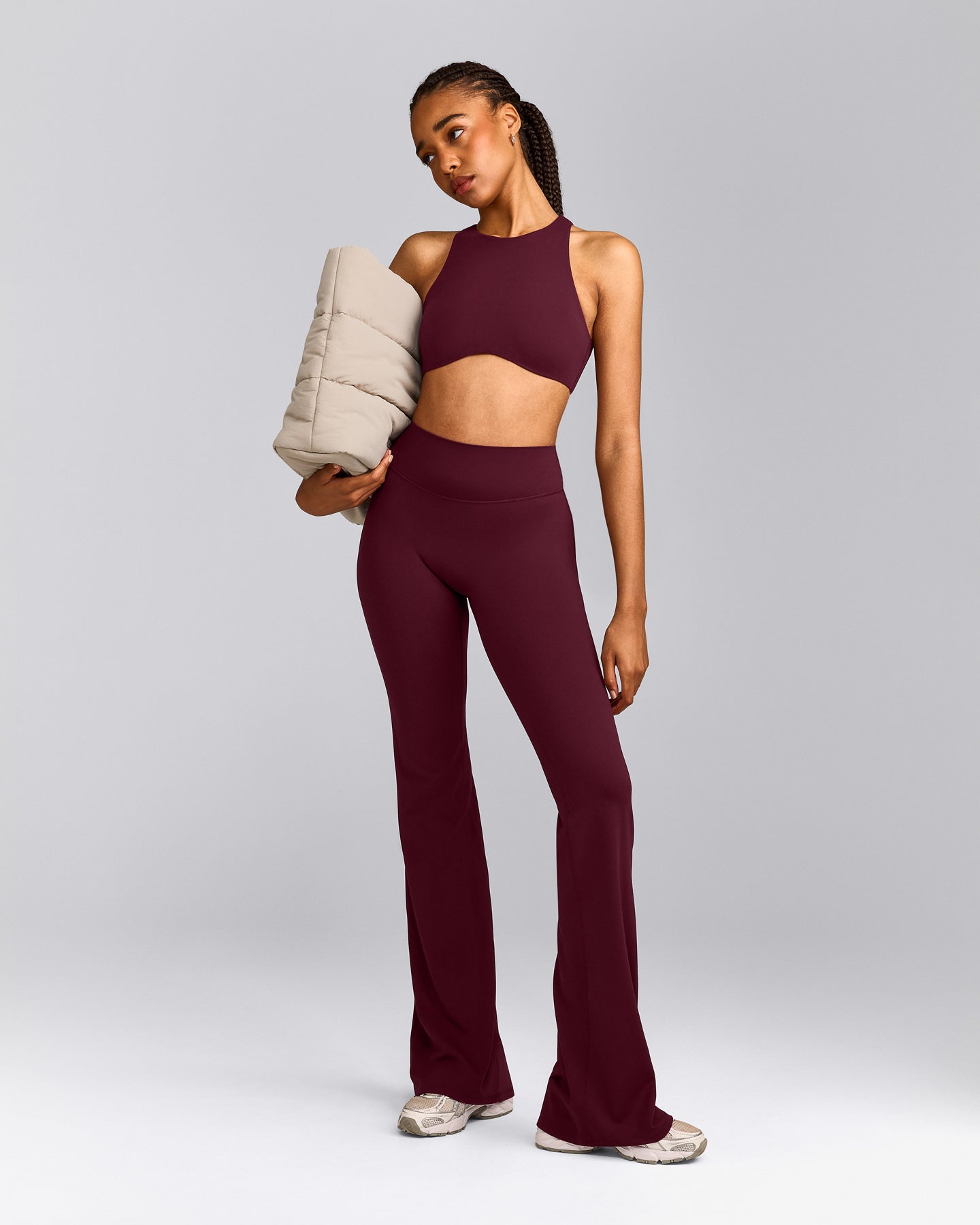 SoftMotion™ Flared Bottoms with Grey Logo | Cherry Lacquer Purple