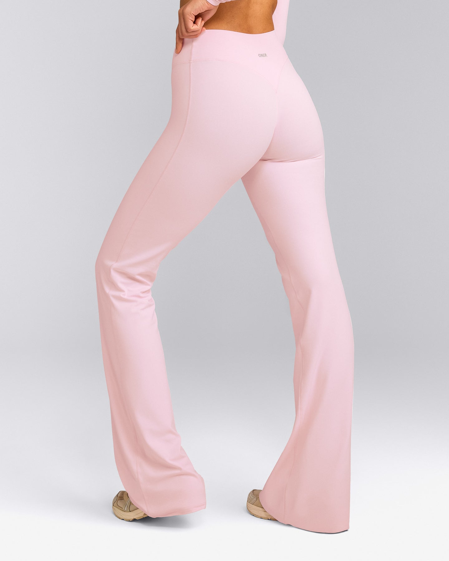SoftMotion™ Flared Bottoms with Grey Logo | Soft Girl Pink