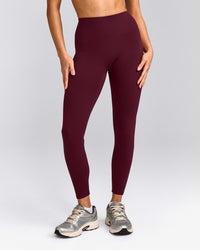 SoftMotion™ High Waisted Leggings with Grey Logo | Cherry Lacquer Purple