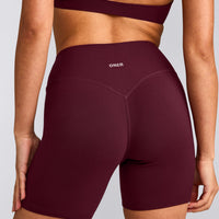 SoftMotion™ High Waisted Shorts 6" with Grey Logo | Cherry Lacquer Purple