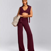 SoftMotion™ Straight Leg Bottoms with Grey Logo | Cherry Lacquer Purple