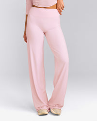 SoftMotion™ Straight Leg Bottoms with Grey Logo | Soft Girl Pink