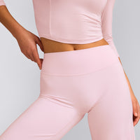SoftMotion™ Straight Leg Bottoms with Grey Logo | Soft Girl Pink