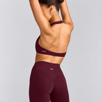 SoftMotion™ Minimal Halter Neck Bralette with Grey Logo | Cherry Lacquer Purple