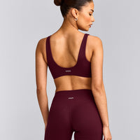 SoftMotion™ Scoop Back Bralette with Grey Logo | Cherry Lacquer Purple