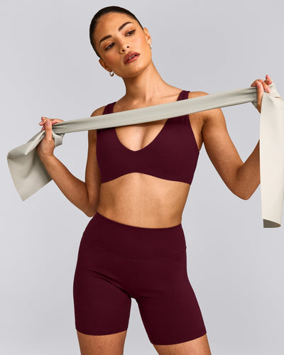 SoftMotion™ Scoop Back Bralette with Grey Logo | Cherry Lacquer Purple