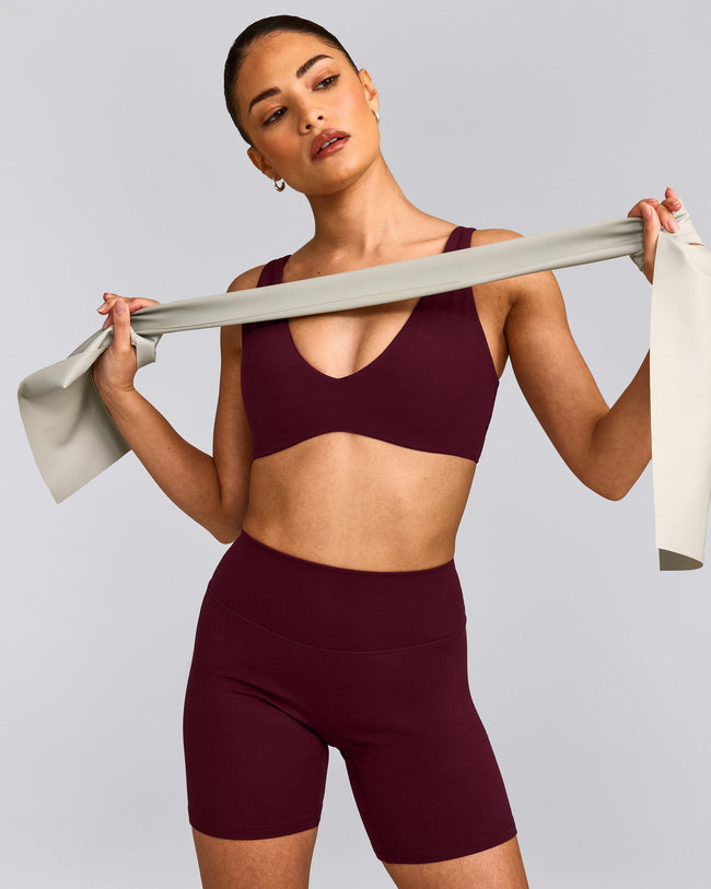 SoftMotion™ Scoop Back Bralette with Grey Logo | Cherry Lacquer Purple