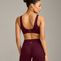 SoftMotion™ Scoop Back Bralette with Grey Logo | Cherry Lacquer Purple