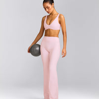 SoftMotion™ Scoop Back Bralette with Grey Logo | Soft Girl Pink