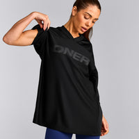 Oversized V Neck T-Shirt with Oner Graphic | Black