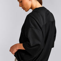 Oversized V Neck T-Shirt with Oner Graphic | Black