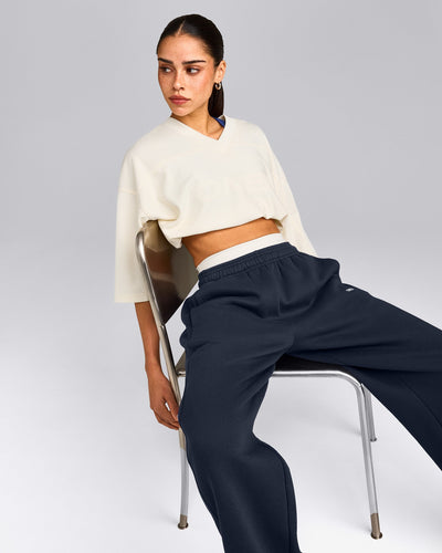 Oversized V Neck T-Shirt with Oner Graphic | Off White