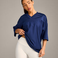 Oversized V Neck T-Shirt with Oner Graphic | Varsity Blue
