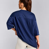 Oversized V Neck T-Shirt with Oner Graphic | Varsity Blue