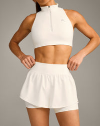 UnifiedMove™ Double Layer Shorts 5" with Reflective Logo | Marshmallow White