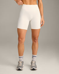 UnifiedMove™ High Waisted Shorts 6" with Reflective Logo | Marshmallow White