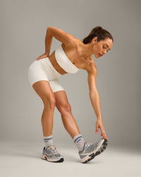 UnifiedMove™ High Waisted Shorts 6" with Reflective Logo | Marshmallow White