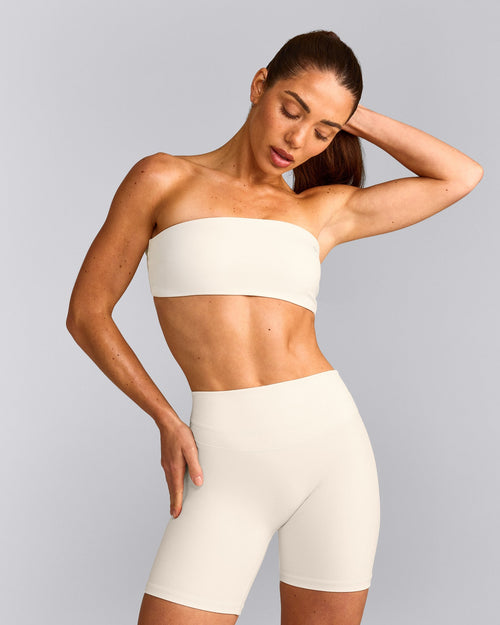 UnifiedMove™ Micro Bandeau Bralette with Reflective Logo | Marshmallow White