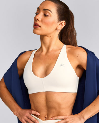 UnifiedMove™ Micro Bralette with Reflective Logo | Marshmallow White