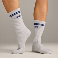 Varsity Stripe Crew Socks 3 Pack | White/Grey