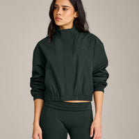 Cropped Bomber Jacket | Emerald Noir