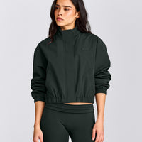 Cropped Bomber Jacket | Emerald Noir