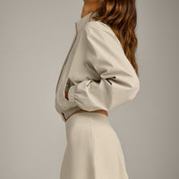 Cropped Bomber Jacket | Oatmeal