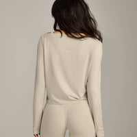 FormeSoft™ Relaxed Slash Neck Long Sleeve Top | Oatmeal