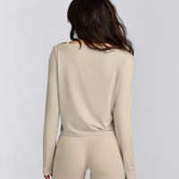 FormeSoft™ Relaxed Slash Neck Long Sleeve Top | Oatmeal