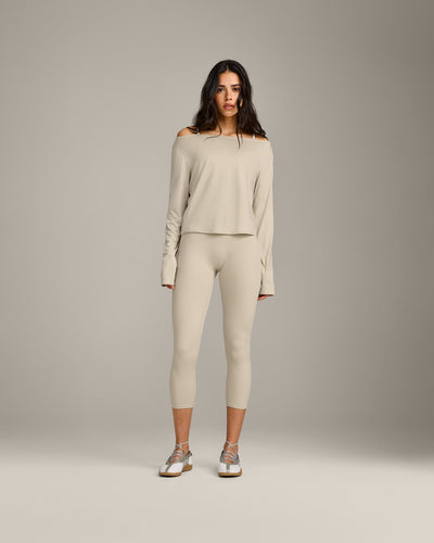 FormeSoft™ Relaxed Slash Neck Long Sleeve Top | Oatmeal