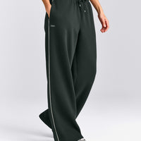 Jersey Tracksuit Straight Leg Joggers | Emerald Noir