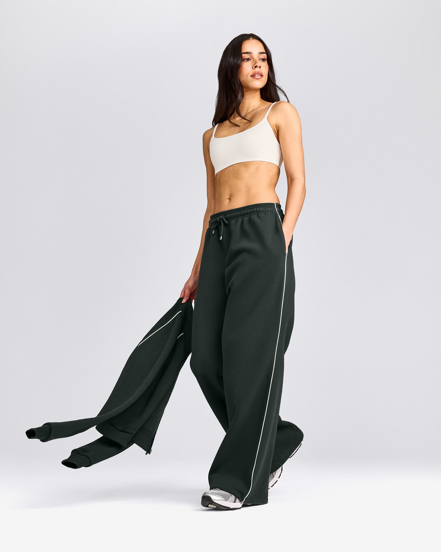 Jersey Tracksuit Straight Leg Joggers | Emerald Noir