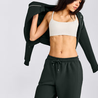 Jersey Tracksuit Straight Leg Joggers | Emerald Noir