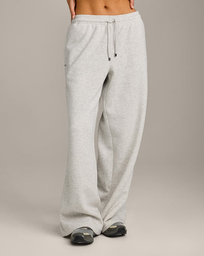 Jersey Tracksuit Straight Leg Joggers | Light Grey Marl