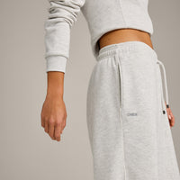 Jersey Tracksuit Straight Leg Joggers | Light Grey Marl