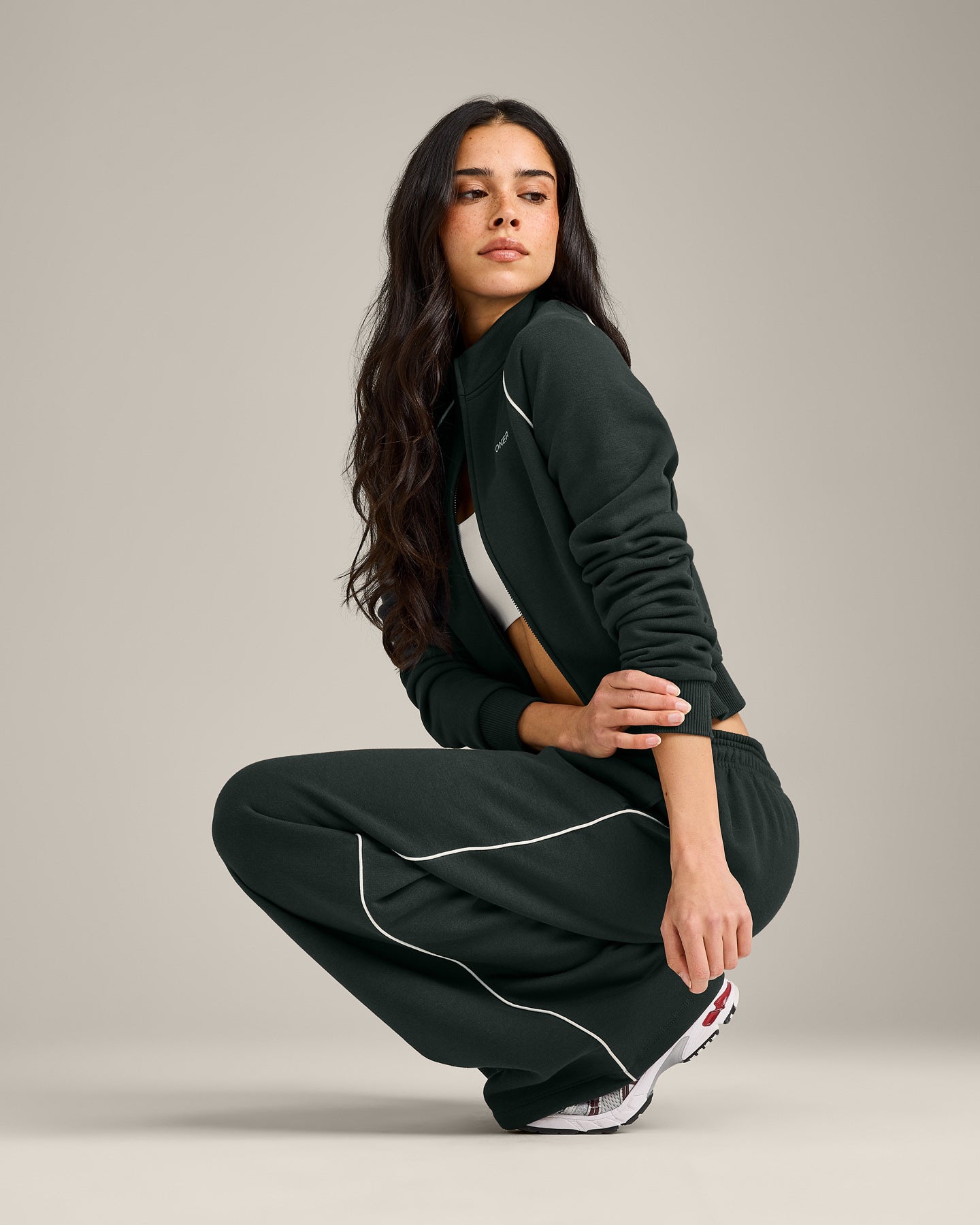 Jersey Tracksuit Zip Through Jacket | Emerald Noir