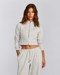 Jersey Tracksuit Zip Through Jacket | Light Grey Marl