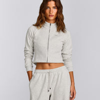 Jersey Tracksuit Zip Through Jacket | Light Grey Marl