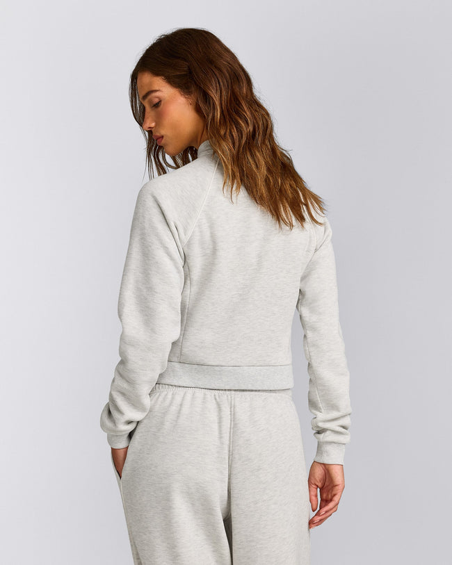 Jersey Tracksuit Zip Through Jacket | Light Grey Marl