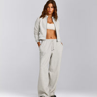 Jersey Tracksuit Zip Through Jacket | Light Grey Marl