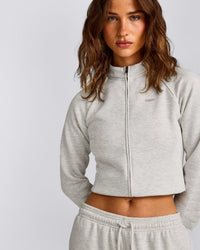 Jersey Tracksuit Zip Through Jacket | Light Grey Marl