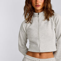 Jersey Tracksuit Zip Through Jacket | Light Grey Marl